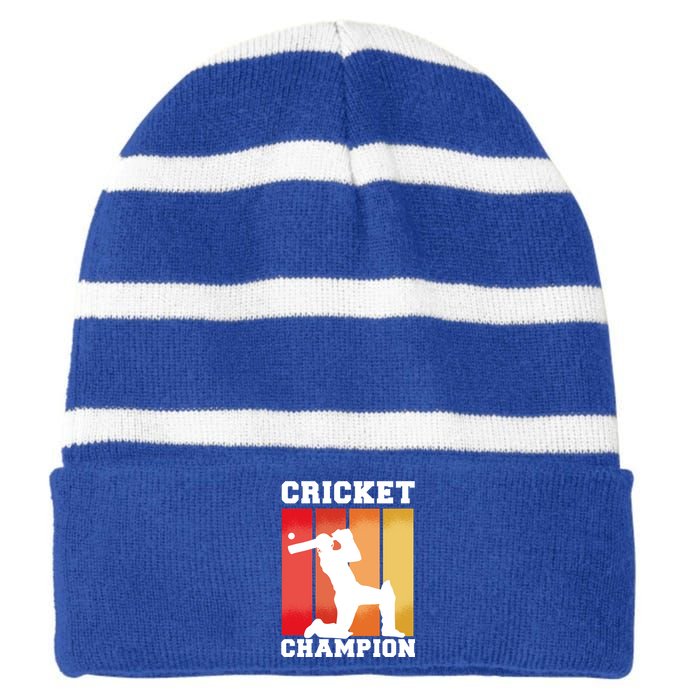 Cricket Player Champion Striped Beanie with Solid Band