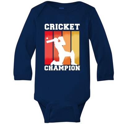 Cricket Player Champion Baby Long Sleeve Bodysuit