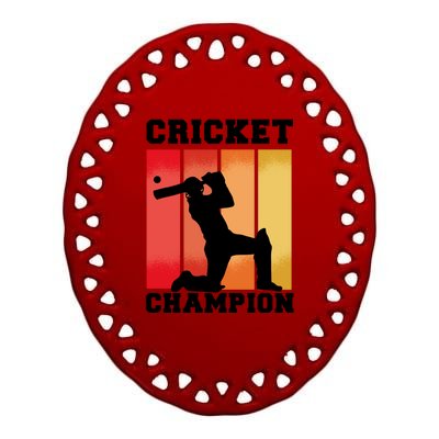 Cricket Player Champion Ceramic Oval Ornament