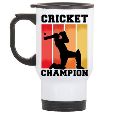 Cricket Player Champion Stainless Steel Travel Mug