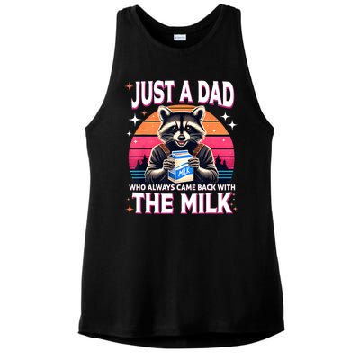 Cute Raccoon Just A Dad Who Always Came Back With The Milk Ladies PosiCharge Tri-Blend Wicking Tank