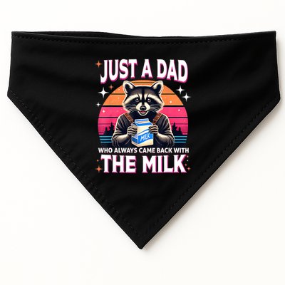 Cute Raccoon Just A Dad Who Always Came Back With The Milk USA-Made Doggie Bandana