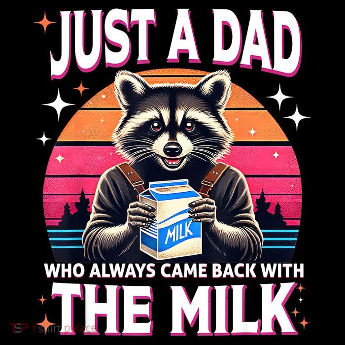 Cute Raccoon Just A Dad Who Always Came Back With The Milk Flexfit Unipanel Trucker Cap