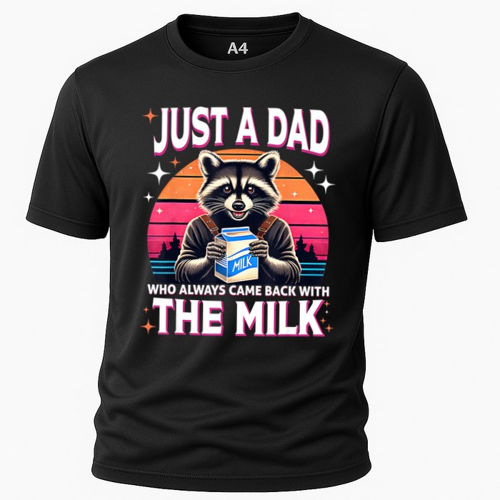 Cute Raccoon Just A Dad Who Always Came Back With The Milk Cooling Performance Crew T-Shirt