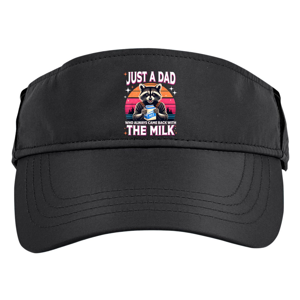 Cute Raccoon Just A Dad Who Always Came Back With The Milk Adult Drive Performance Visor