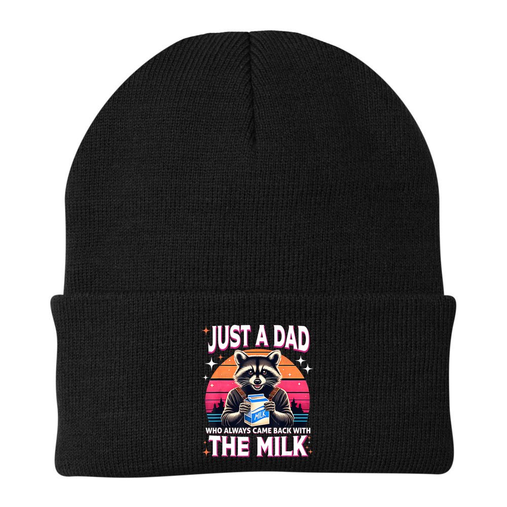 Cute Raccoon Just A Dad Who Always Came Back With The Milk Beanie