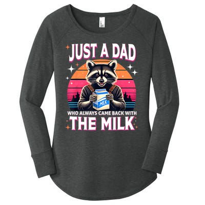 Cute Raccoon Just A Dad Who Always Came Back With The Milk Women's Perfect Tri Tunic Long Sleeve Shirt