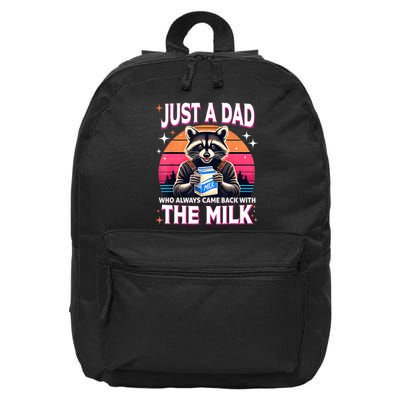 Cute Raccoon Just A Dad Who Always Came Back With The Milk 16 in Basic Backpack