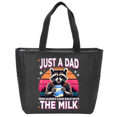 Cute Raccoon Just A Dad Who Always Came Back With The Milk Zip Tote Bag