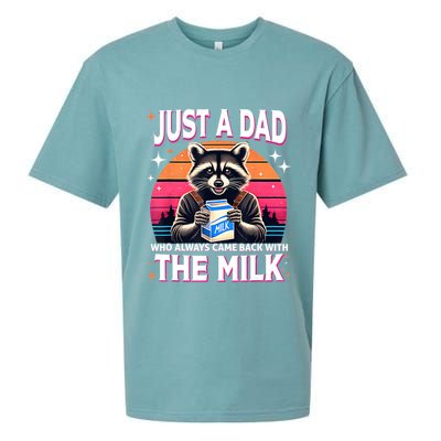 Cute Raccoon Just A Dad Who Always Came Back With The Milk Sueded Cloud Jersey T-Shirt