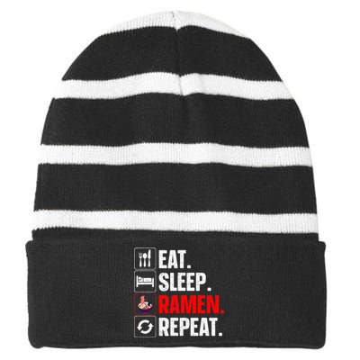 Cool Ramen Japanese Ramen Noodles Lover Striped Beanie with Solid Band