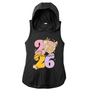 Cute Retro Junior 2026 Disco Ball Flowers Ladies PosiCharge Tri-Blend Wicking Draft Hoodie Tank