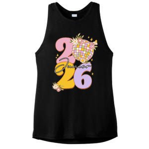 Cute Retro Junior 2026 Disco Ball Flowers Ladies PosiCharge Tri-Blend Wicking Tank