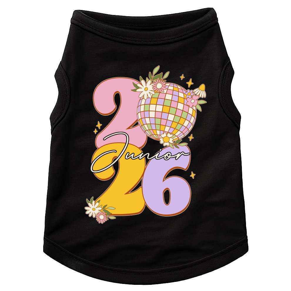 Cute Retro Junior 2026 Disco Ball Flowers Doggie Tank