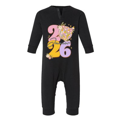 Cute Retro Junior 2026 Disco Ball Flowers Infant Fleece One Piece