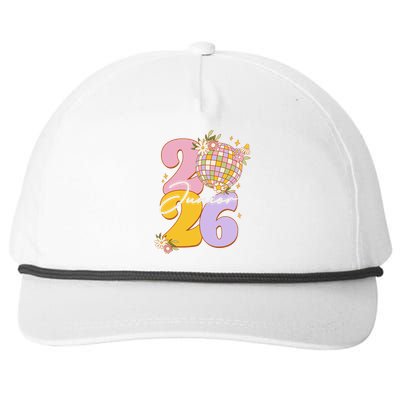 Cute Retro Junior 2026 Disco Ball Flowers Snapback Five-Panel Rope Hat