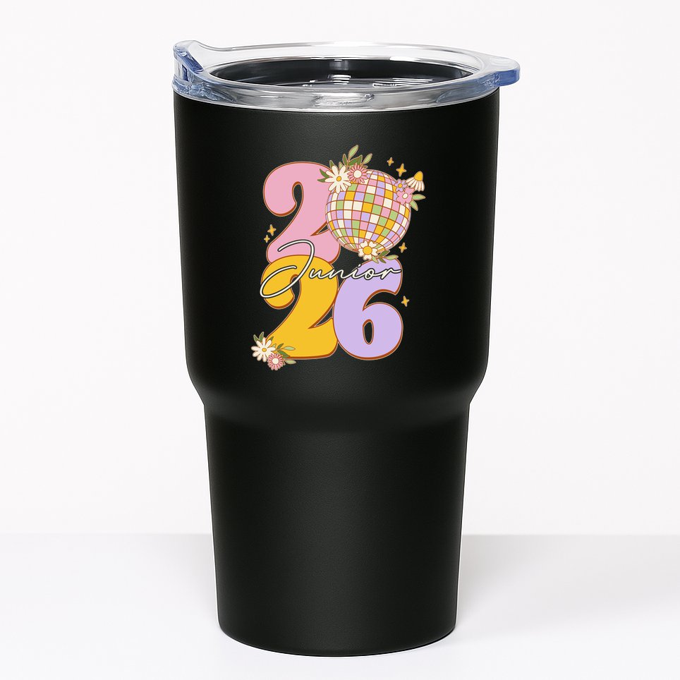 Cute Retro Junior 2026 Disco Ball Flowers Tumbler