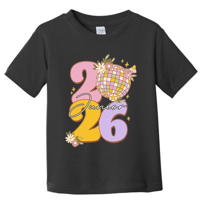 Cute Retro Junior 2026 Disco Ball Flowers Toddler T-Shirt
