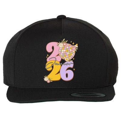 Cute Retro Junior 2026 Disco Ball Flowers Wool Snapback Cap