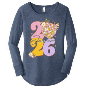 Cute Retro Junior 2026 Disco Ball Flowers Women's Perfect Tri Tunic Long Sleeve Shirt