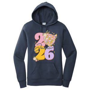 Cute Retro Junior 2026 Disco Ball Flowers Women's Pullover Hoodie