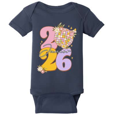 Cute Retro Junior 2026 Disco Ball Flowers Baby Bodysuit