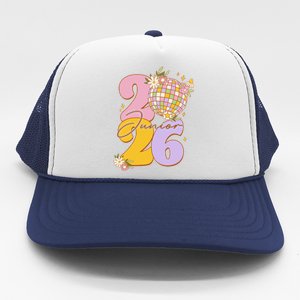 Cute Retro Junior 2026 Disco Ball Flowers Trucker Hat