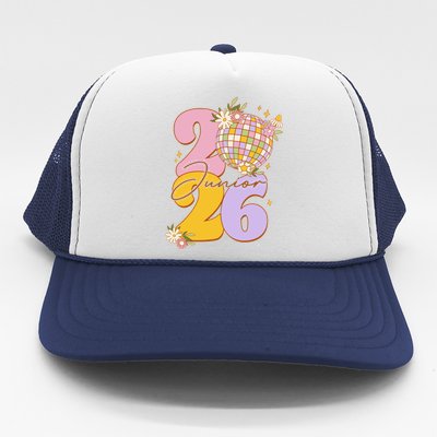 Cute Retro Junior 2026 Disco Ball Flowers Trucker Hat