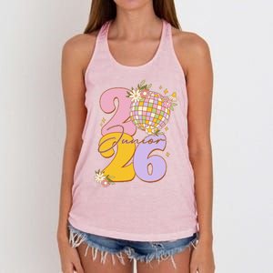 Cute Retro Junior 2026 Disco Ball Flowers Women's Knotted Racerback Tank