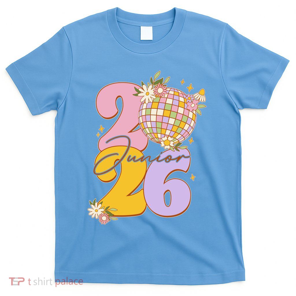 Cute Retro Junior 2026 Disco Ball Flowers T-Shirt