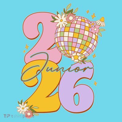 Cute Retro Junior 2026 Disco Ball Flowers T-Shirt