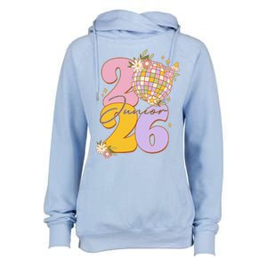 Cute Retro Junior 2026 Disco Ball Flowers Womens Funnel Neck Pullover Hood