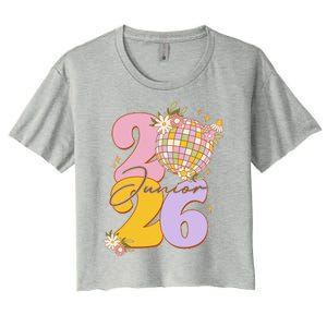 Cute Retro Junior 2026 Disco Ball Flowers Women's Crop Top Tee