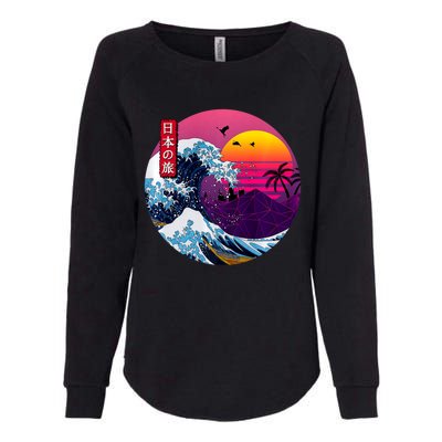 Cool Retro Japanese Sunset The Great Wave Off Kanagawa Womens California Wash Sweatshirt