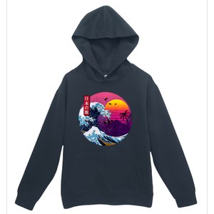 Cool Retro Japanese Sunset The Great Wave Off Kanagawa Urban Pullover Hoodie