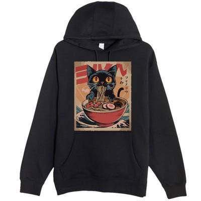 Cat Ramen Japanese Funny Graphic Kawaii Cat Anime Premium Pullover Hoodie