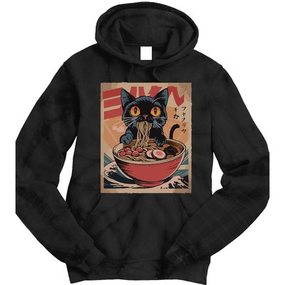 Cat Ramen Japanese Funny Graphic Kawaii Cat Anime Tie Dye Hoodie