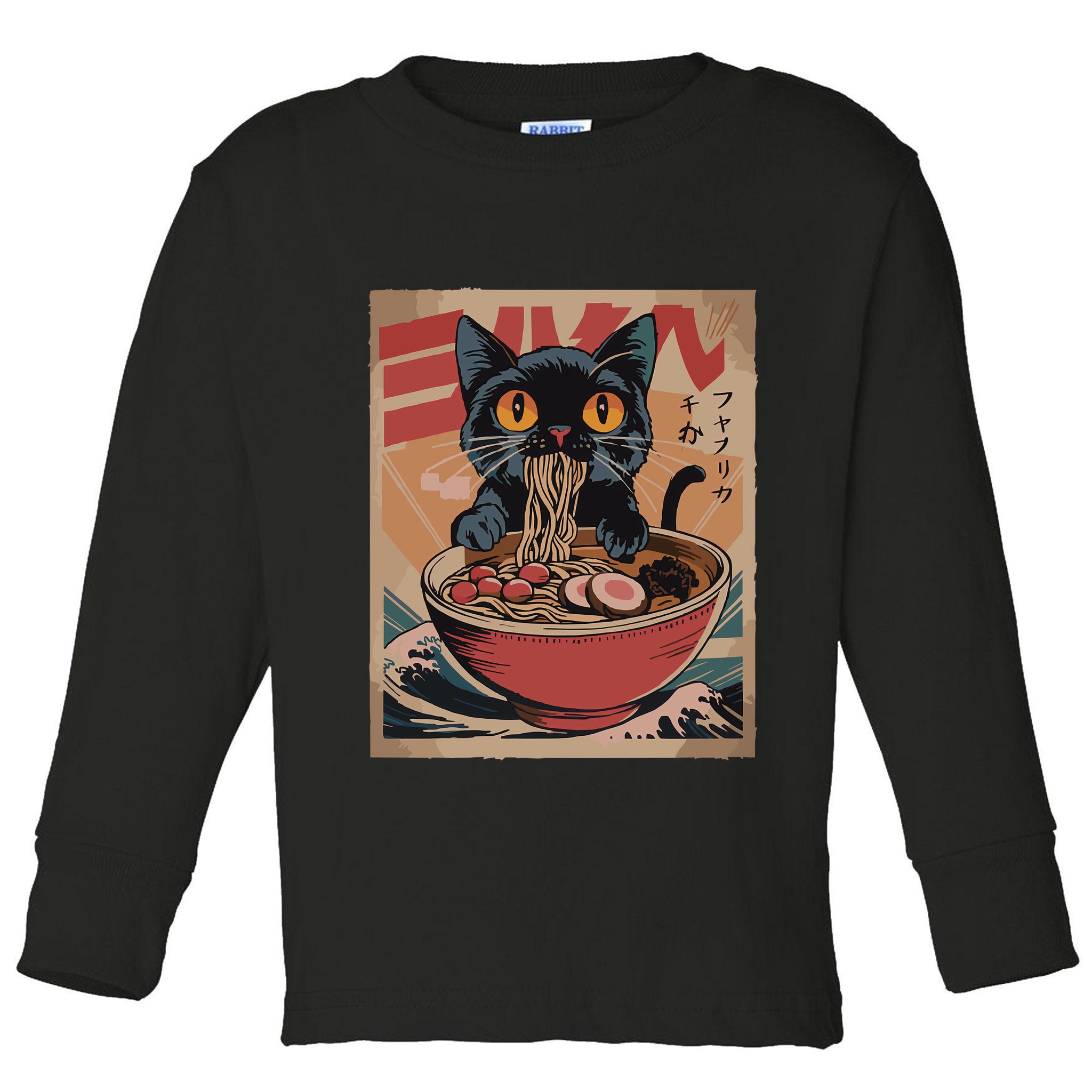 Cat Ramen Japanese Funny Graphic Kawaii Cat Anime Toddler Long Sleeve Shirt