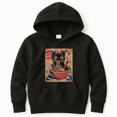 Cat Ramen Japanese Funny Graphic Kawaii Cat Anime Kids Hoodie