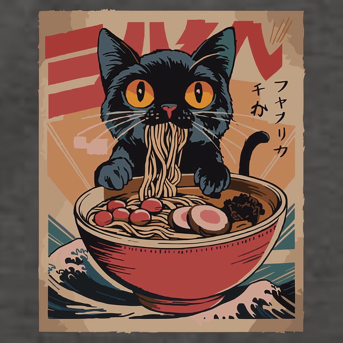 Cat Ramen Japanese Funny Graphic Kawaii Cat Anime Vector Backpack