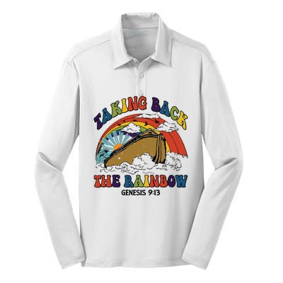 Christian Rainbow Jesus Rainbow Silk Touch Performance Long Sleeve Polo