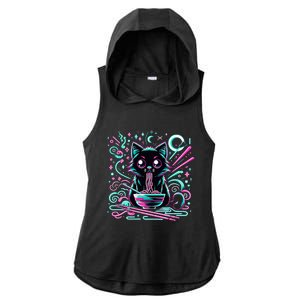 Cat Retro Japanese Noodles Aesthetic Kawaii Cat Ladies PosiCharge Tri-Blend Wicking Draft Hoodie Tank