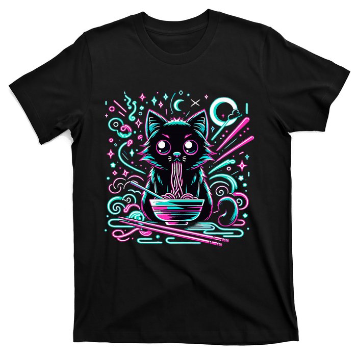 Cat Retro Japanese Noodles Aesthetic Kawaii Cat T-Shirt