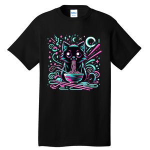 Cat Retro Japanese Noodles Aesthetic Kawaii Cat Tall T-Shirt