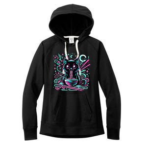 Cat Retro Japanese Noodles Aesthetic Kawaii Cat Women's Fleece Hoodie