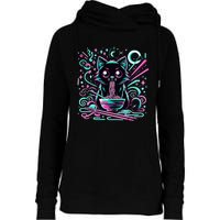 Cat Retro Japanese Noodles Aesthetic Kawaii Cat Womens Funnel Neck Pullover Hood