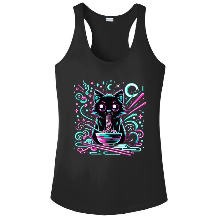 Cat Retro Japanese Noodles Aesthetic Kawaii Cat Ladies PosiCharge Competitor Racerback Tank