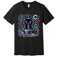 Cat Retro Japanese Noodles Aesthetic Kawaii Cat Premium T-Shirt