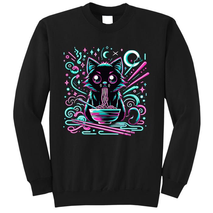 Cat Retro Japanese Noodles Aesthetic Kawaii Cat Tall Sweatshirt