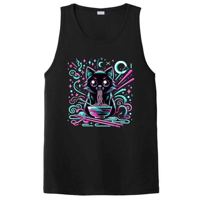 Cat Retro Japanese Noodles Aesthetic Kawaii Cat PosiCharge Competitor Tank